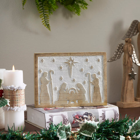 White Washed In A Manger Natural Wooden Sign-Lange General Store
