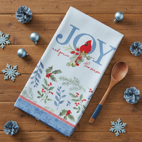 Winter Blue Cardinal Joy Terry Towel