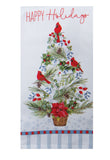 Winter Blue Cardinal Tree Terry Towel