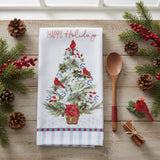 Winter Blue Cardinal Tree Terry Towel
