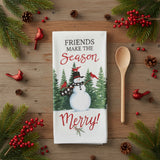 Winter Cardinal Snowman Terry Towel