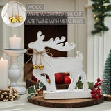 Winter Walk Distressed White Wooden Reindeer-Lange General Store