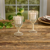 Wire WIne Glass Votive Holders Set of 2