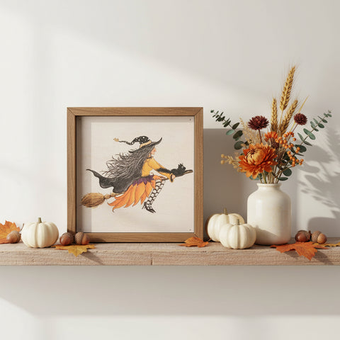 Witch Broom Ride Halloween Sign 6x6