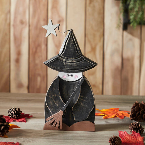 Witch w/Broom Wooden Figurine-Lange General Store
