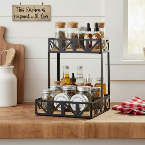 Wood & Iron 2 Tier Organizer-Lange General Store