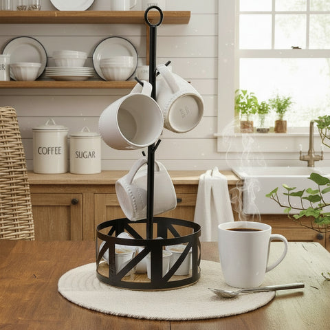 Wood & Iron Mug Rack-Lange General Store