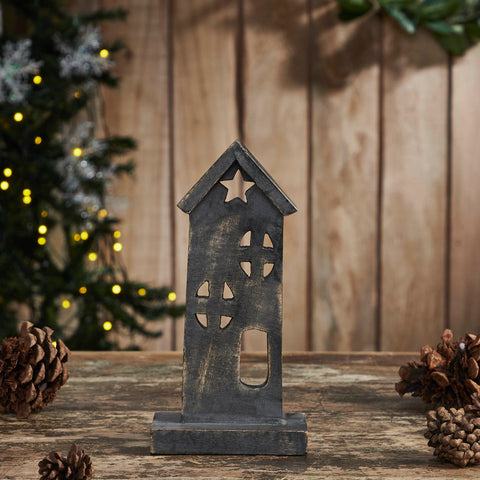 Wooden Saltbox House w/ Star Dark Brown-Lange General Store