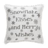 Yuletide Burlap Antique White Snowflake Kisses Pillow-Lange General Store
