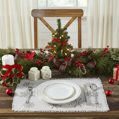 Yuletide Burlap Antique White Snowflake Placemat Set of 2-Lange General Store