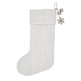 Yuletide Burlap Antique White Snowflake Stocking-Lange General Store