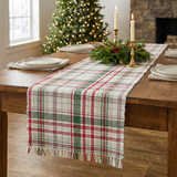 Berry Frost Chindi Table Runner in a farmhouse Christmas setting