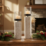 Distressed White Log Votive Candle Holders Christmas lifestyle image