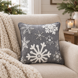 Snowflakes Grey Woolen Felt Pillow lifestyle image