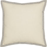 Ashlynn Gather Pumpkin Pillow 12" reverse side showing plain vintage white cotton chambray with blue striped flange border